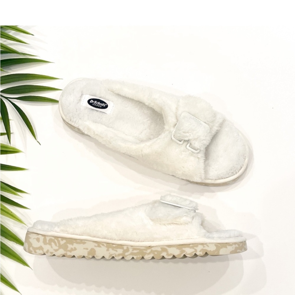 ๐ Dr. Scholl's Staycay OG White Faux Fur Sherpa Slide Sandals Slippers, Size 6 - Picture 5 of 13